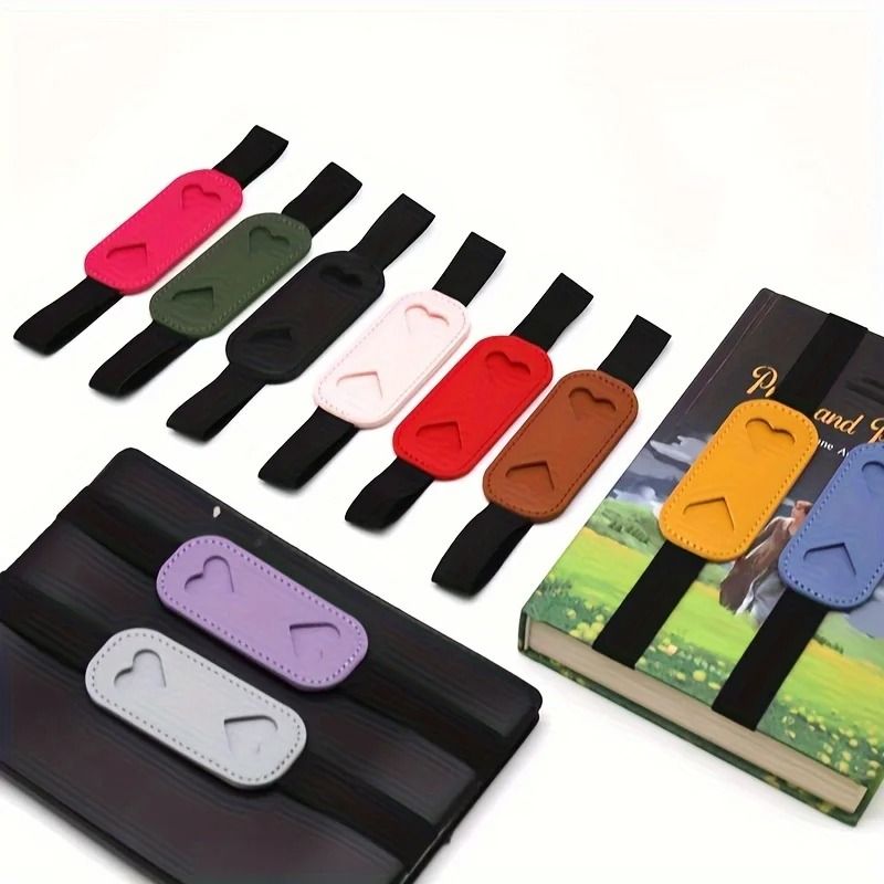 Heart Shaped Faux Leather Pen Holder With Elastic Band 5