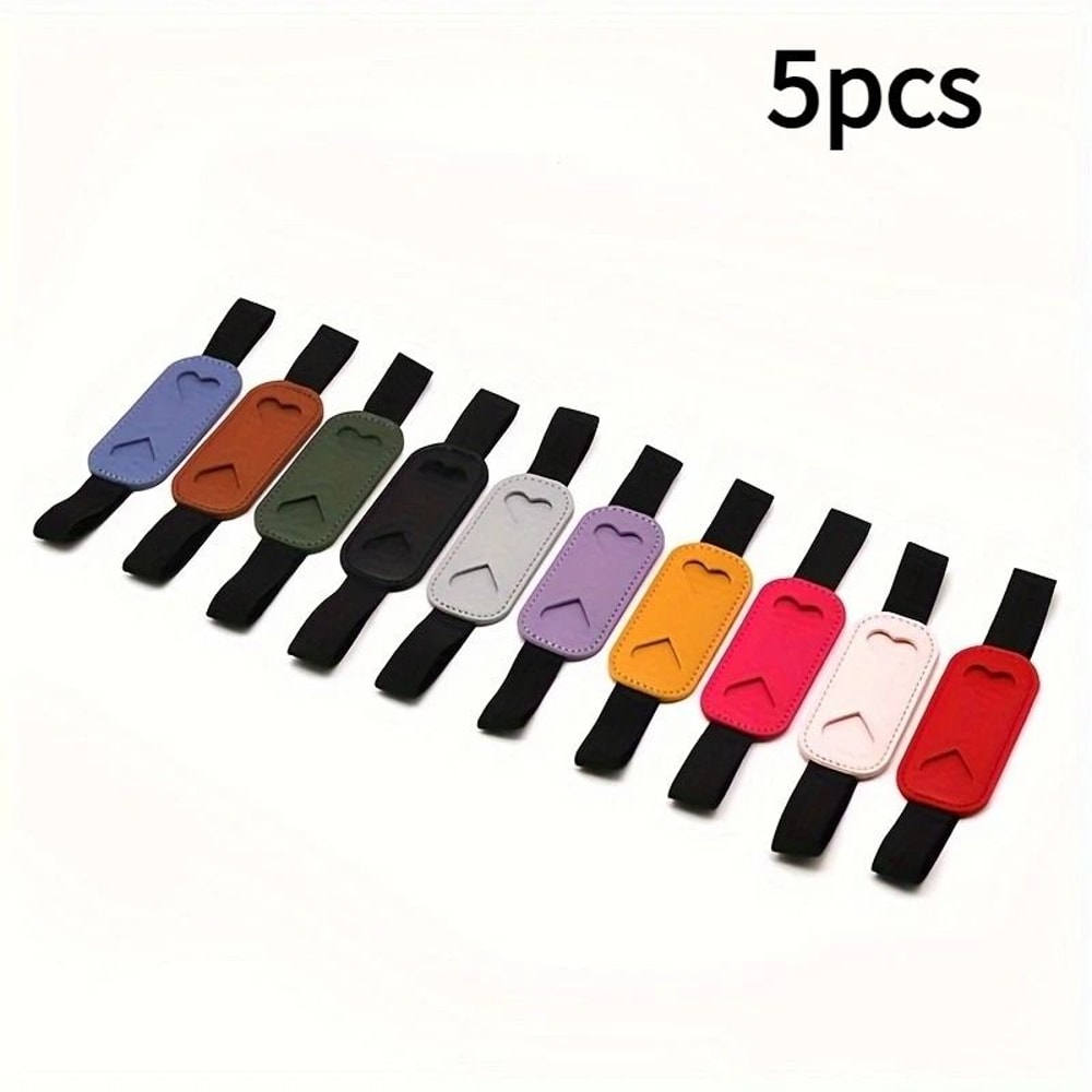 Heart Shaped Faux Leather Pen Holder With Elastic Band 6