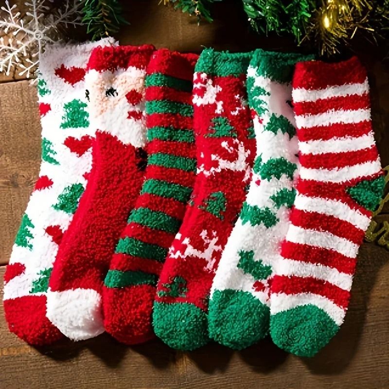Women Christmas Cold Resistant Warm Home Soft Floor Socks 1