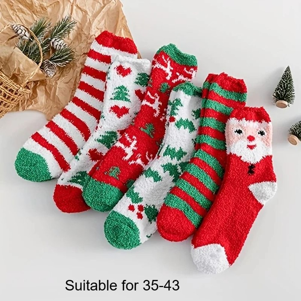 Women Christmas Cold Resistant Warm Home Soft Floor Socks 2