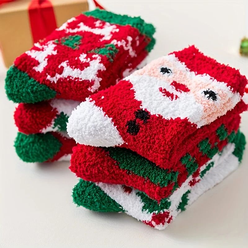 Women Christmas Cold Resistant Warm Home Soft Floor Socks 4