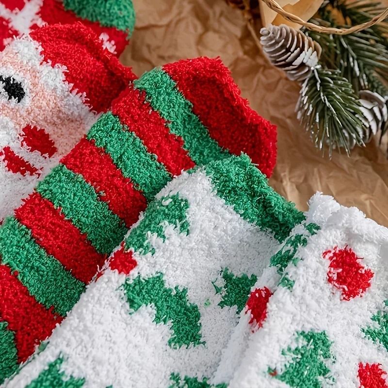 Women Christmas Cold Resistant Warm Home Soft Floor Socks 5