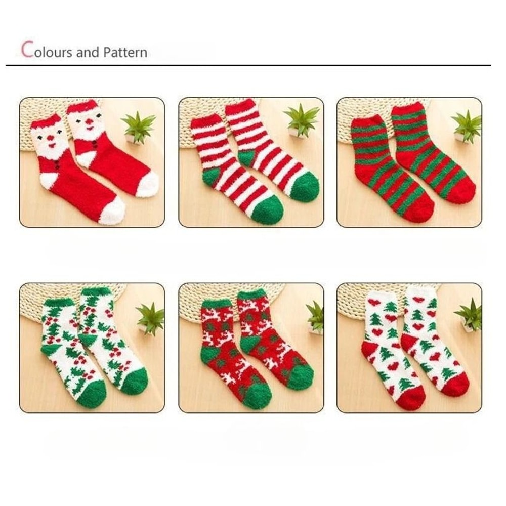 Women Christmas Cold Resistant Warm Home Soft Floor Socks 6