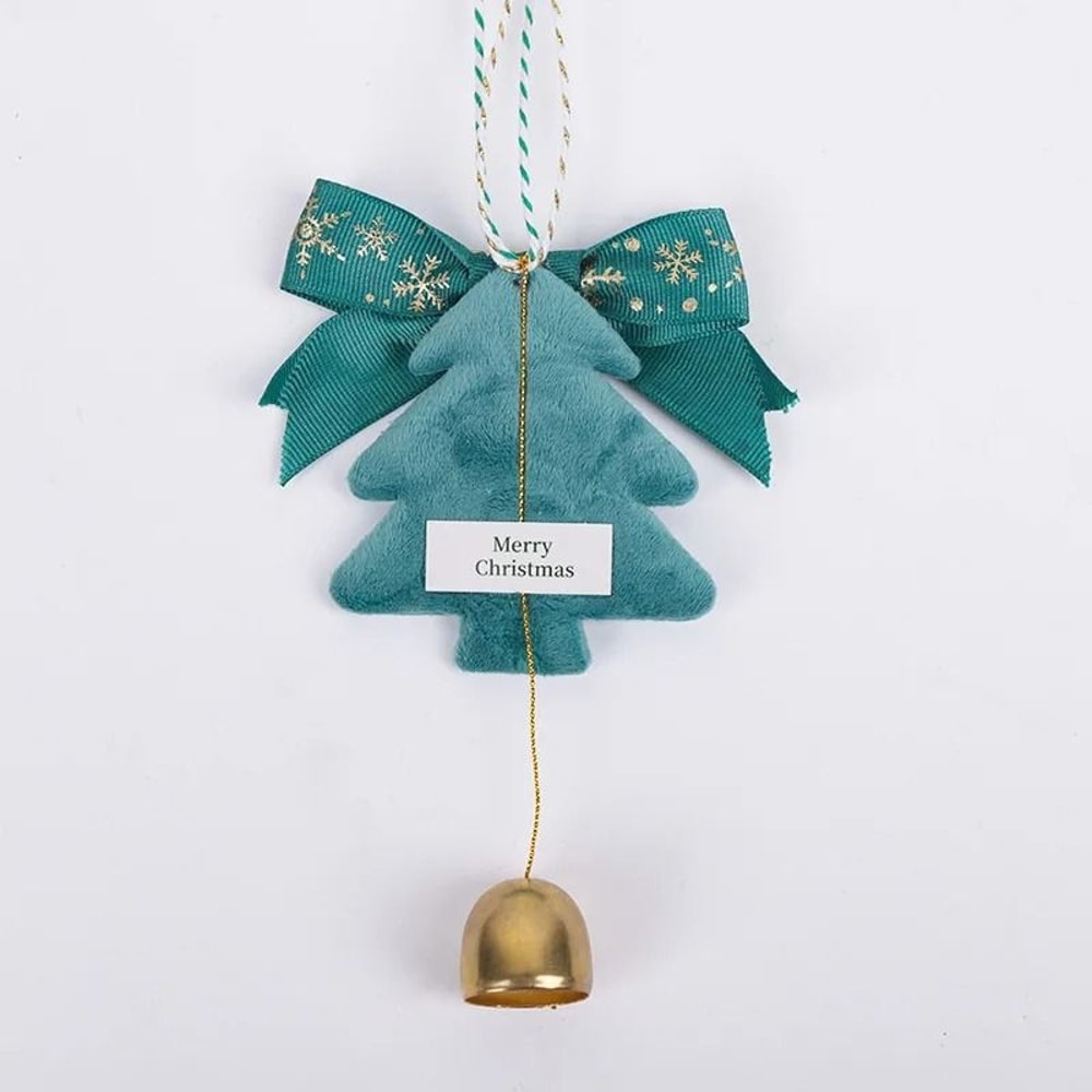 Christmas Tree Hanging Ornaments With Bows And Golden Caps 6