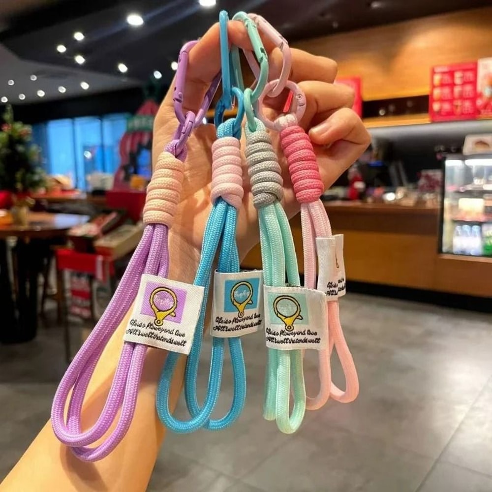 Colorful Braided Rope Lanyard Keychains Set 0