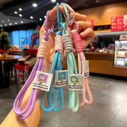 colorful braided rope lanyard keychains set