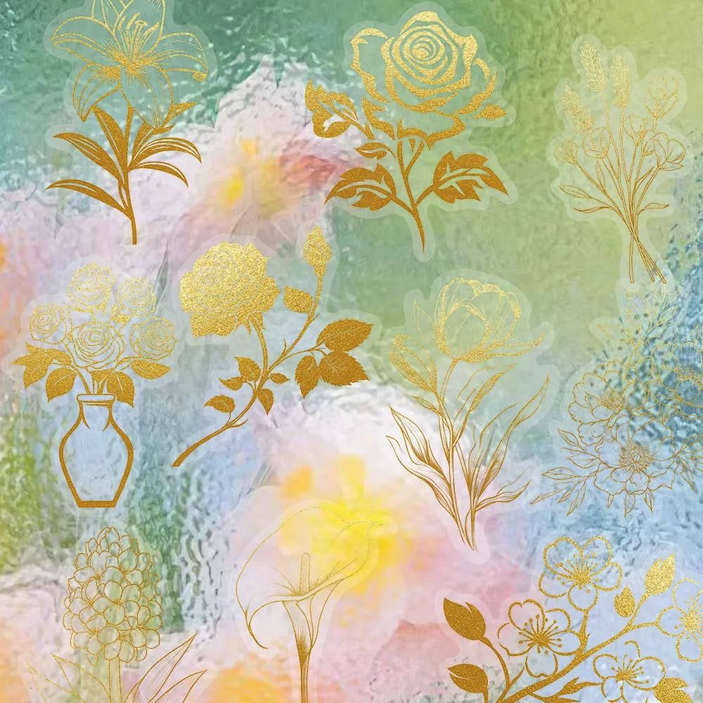Transparent Floral Self Adhesive Stickers Set 5