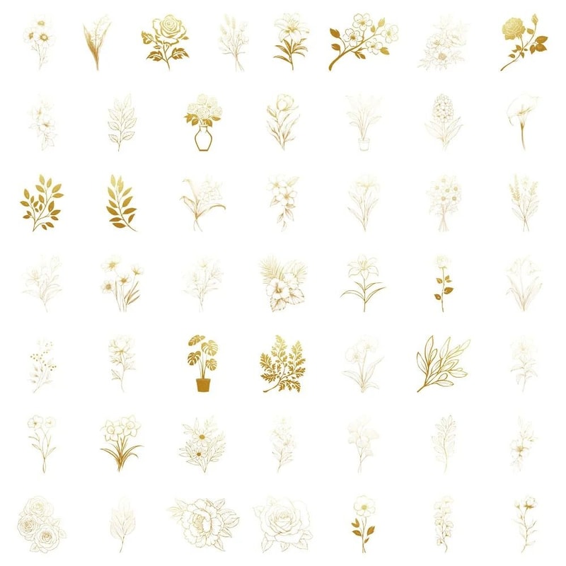 Transparent Floral Self Adhesive Stickers Set 6