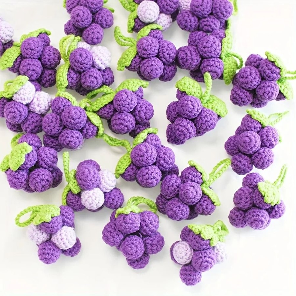 Handmade Crochet Grape Keychain Decorations Set 5