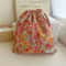 Vintage Floral Print Drawstring Organizer Bag For Women 2