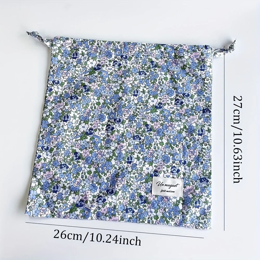 Vintage Floral Print Drawstring Organizer Bag For Women 3