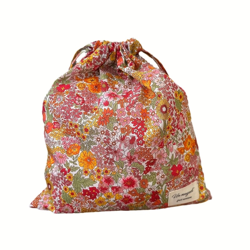 Vintage Floral Print Drawstring Organizer Bag For Women 5