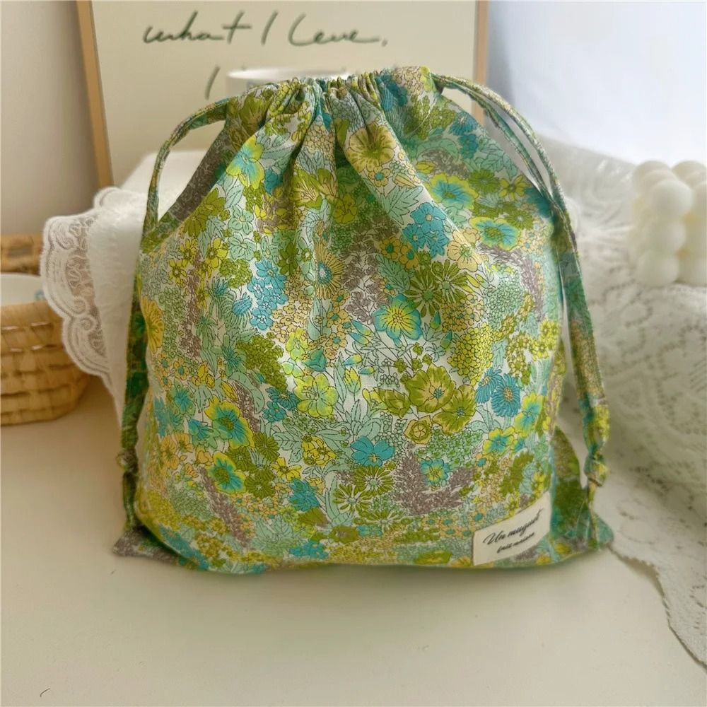 Vintage Floral Print Drawstring Organizer Bag For Women 9