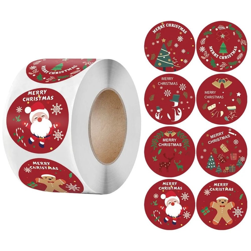 Christmas Round Self Adhesive Sticker Pack 1
