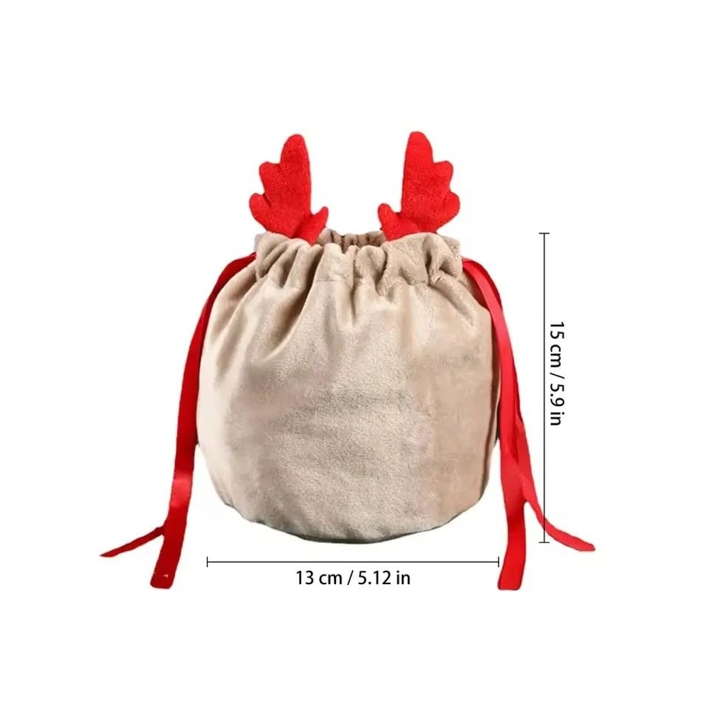 Velvet Reindeer Drawstring Gift Bags 5