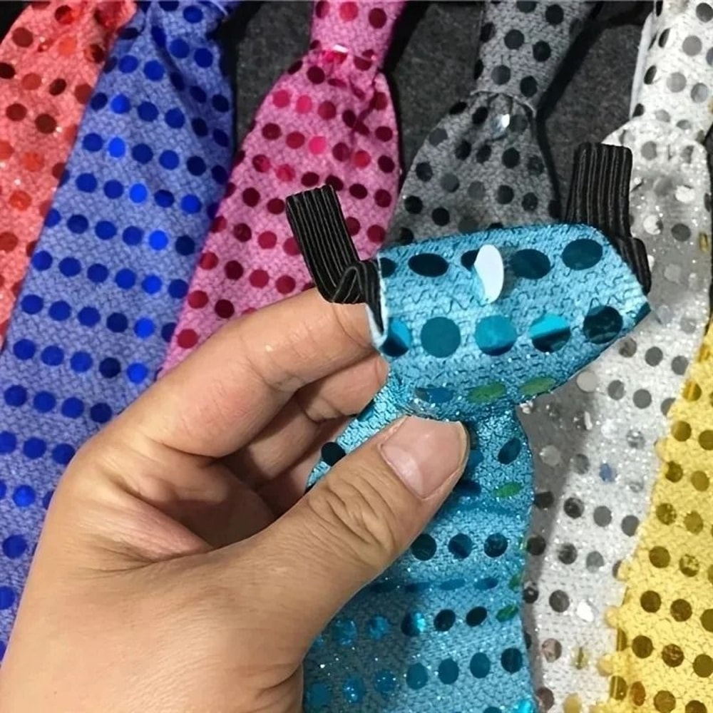 LED Light Up Sequin Fedora And Tie Set 3