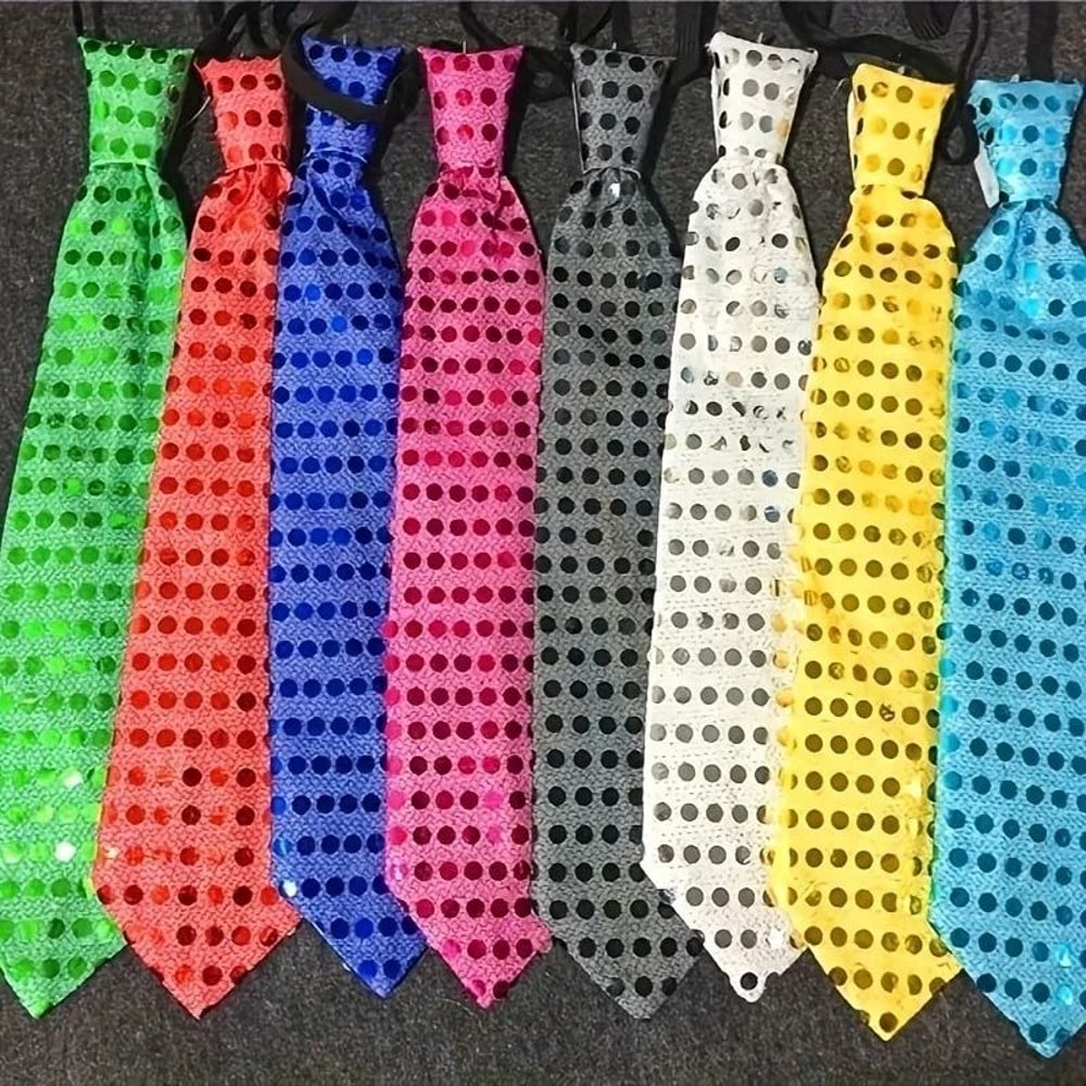 LED Light Up Sequin Fedora And Tie Set 4