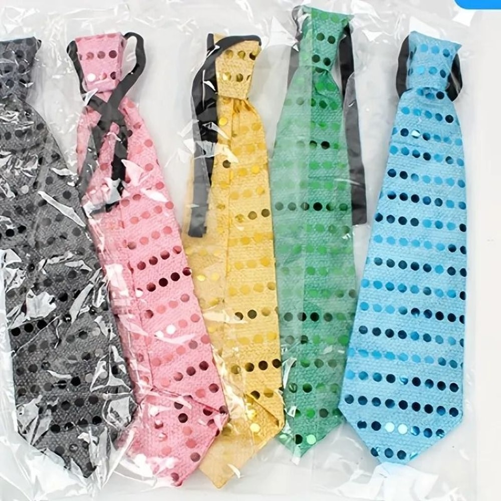 LED Light Up Sequin Fedora And Tie Set 5