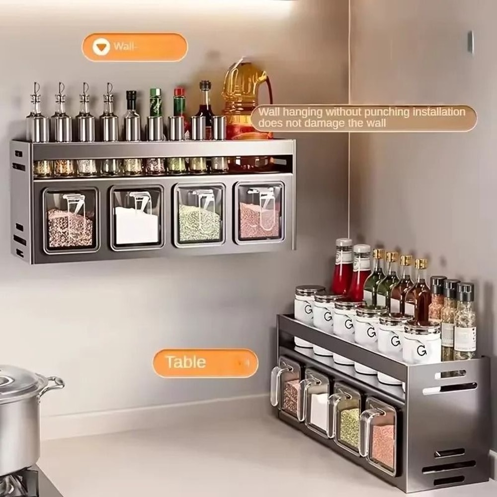 Wall Mounted Stainless Steel Spice Rack 1