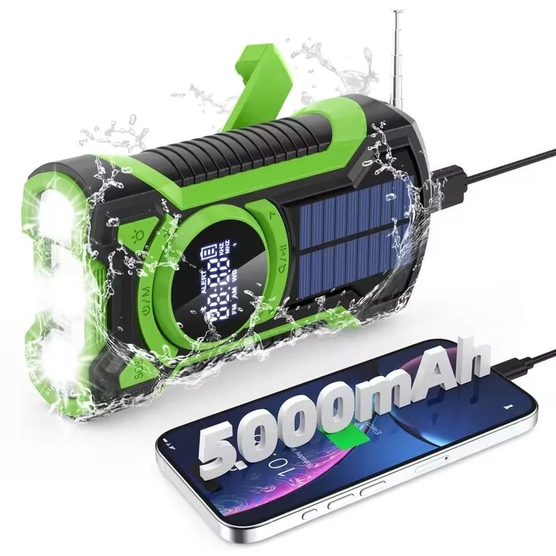 5000mAh Emergency Solar Hand Crank Radio 0