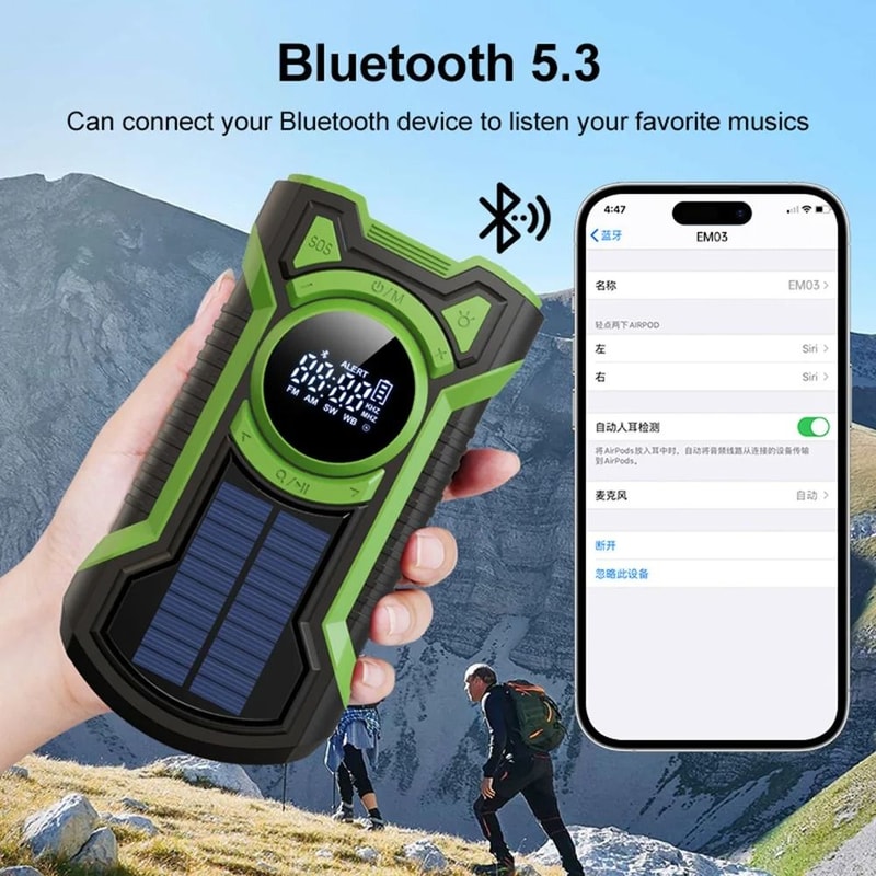 5000mAh Emergency Solar Hand Crank Radio 4