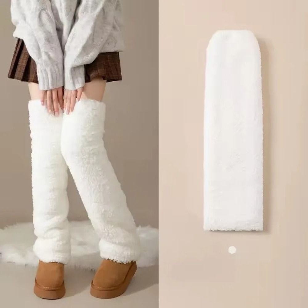 Women Coral Fleece Thermal Knee High Socks 6