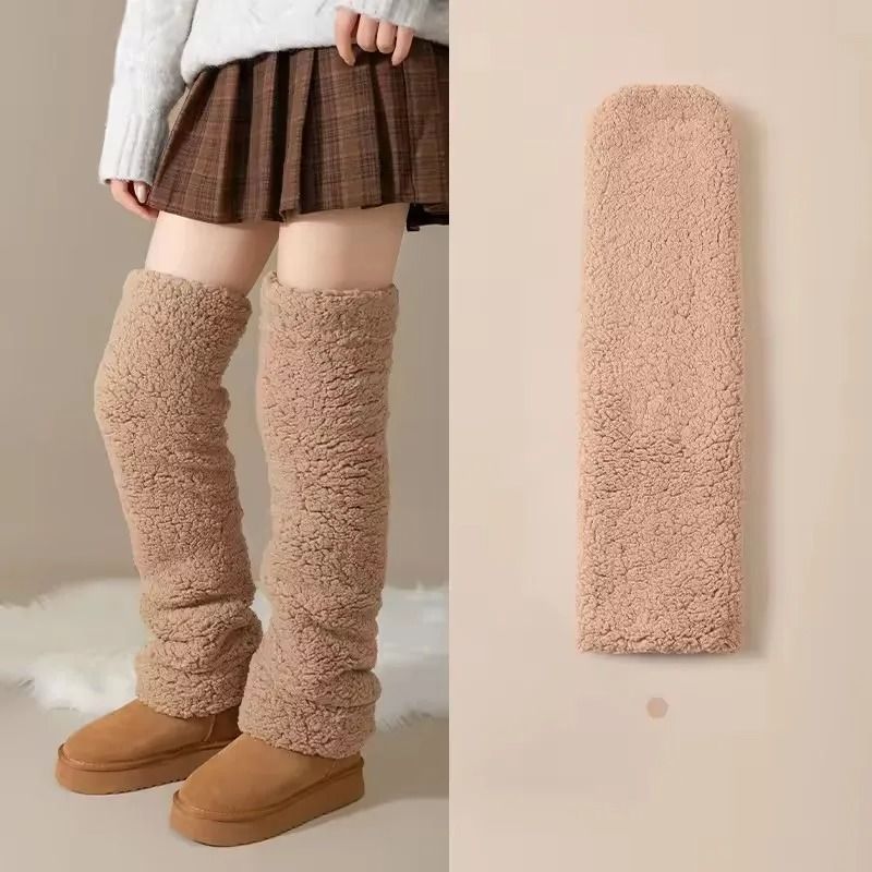 Women Coral Fleece Thermal Knee High Socks 7
