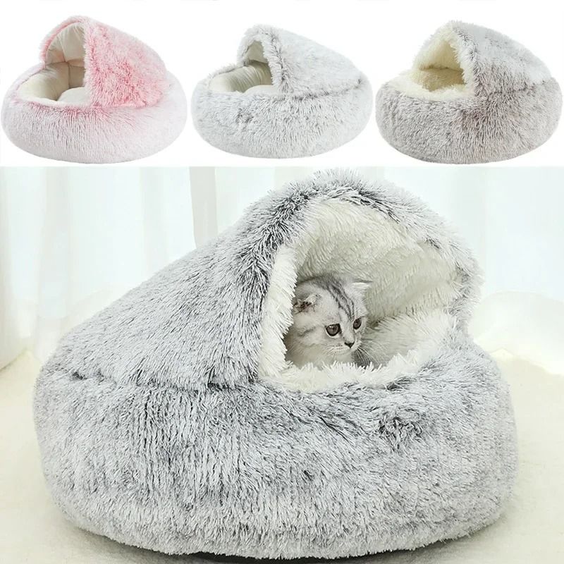 2 In 1 Plush Round Pet Bed And Sleep Bag 0