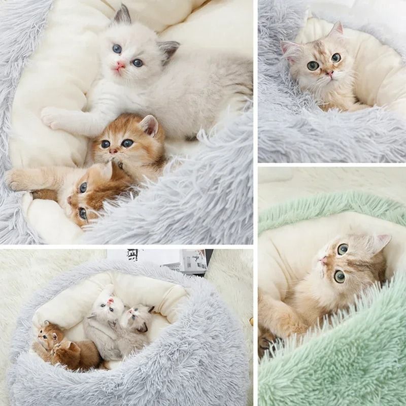2 In 1 Plush Round Pet Bed And Sleep Bag 3