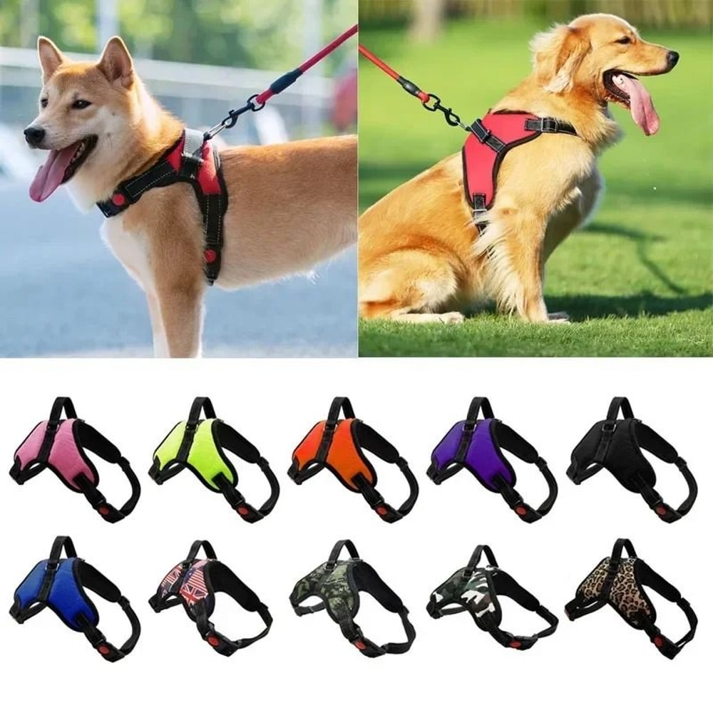 Heavy Duty Adjustable Reflective Dog Harness And Leash Set 0
