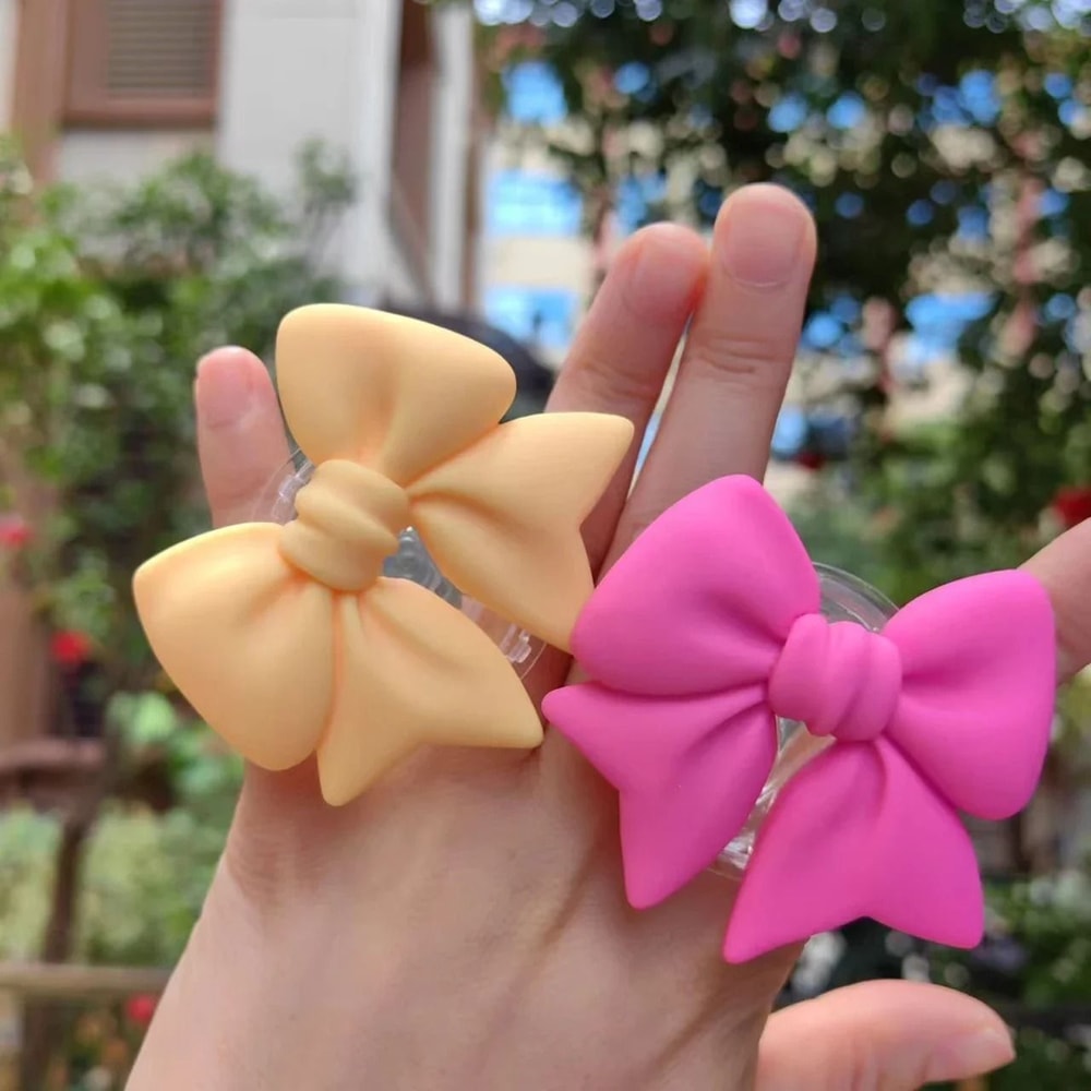 Plain Macaron Bow Knot Universal Phone Grip And Stand 1