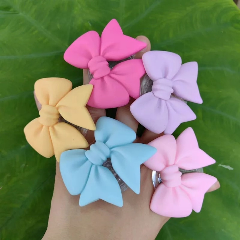 Plain Macaron Bow Knot Universal Phone Grip And Stand 4