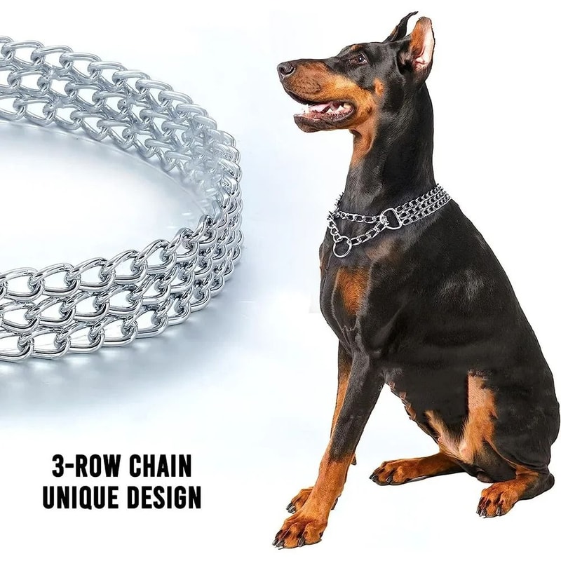 Professional Triple Row Metal Cuban Link Dog Collar 1