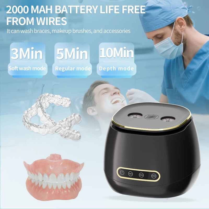 Automatic 48KHZ Ultrasonic Denture And Dental Appliance Cleaner 3