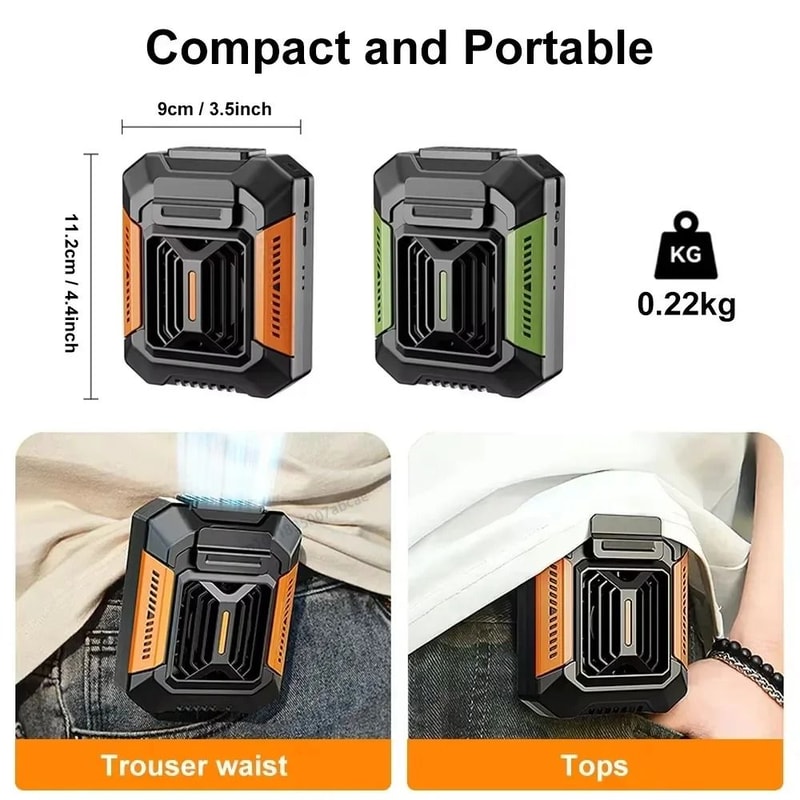 Portable Wearable Belt Clip Fan And Personal Power Bank 5