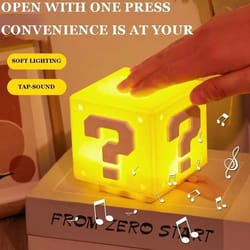 interactive question mark block night light with music