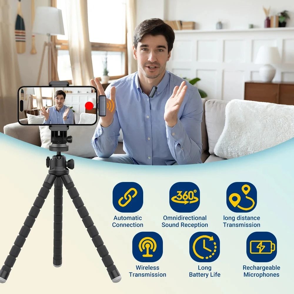 Professional Wireless Stereo Lavalier Microphone System 1