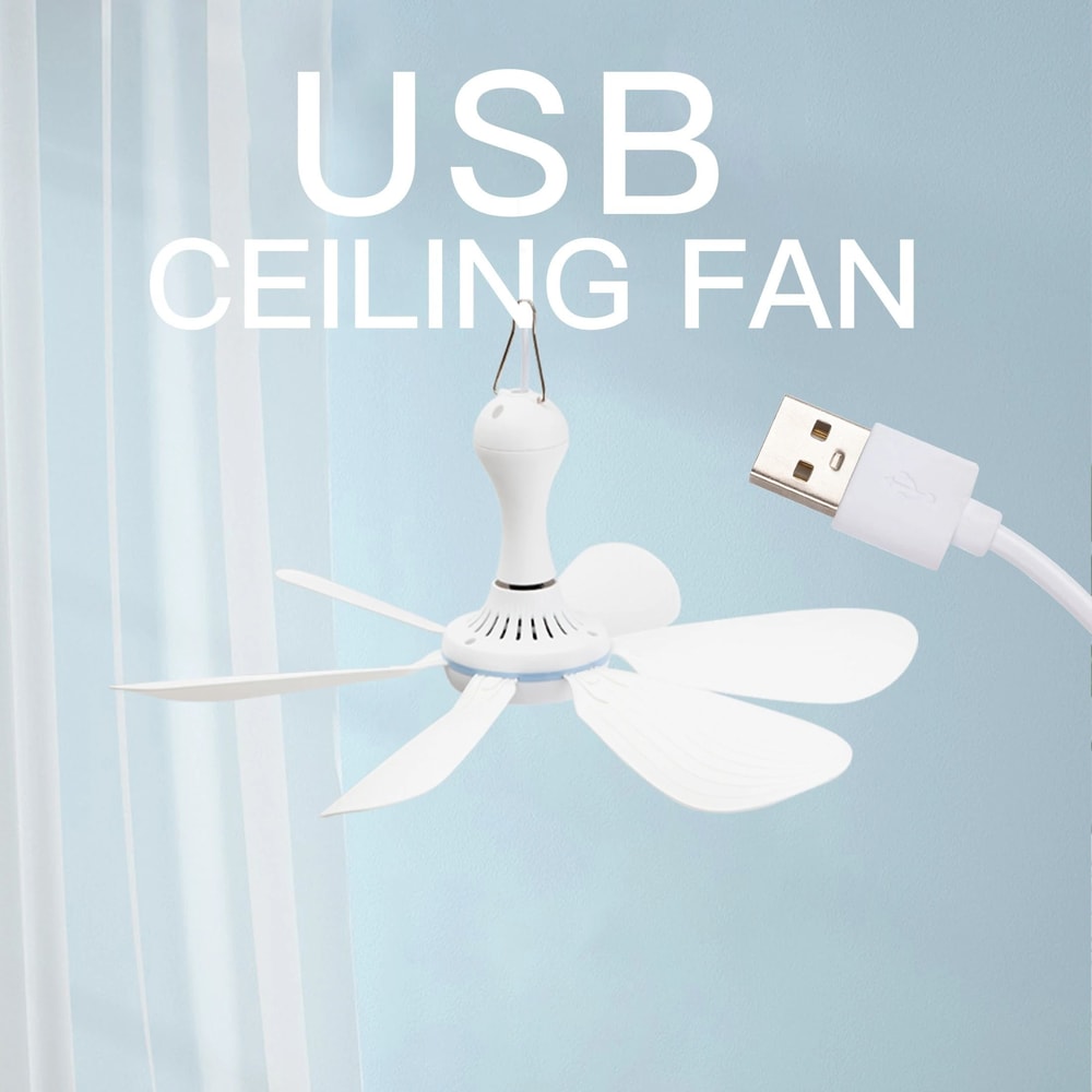 Portable 6 Leaf Silent USB Ceiling Canopy Fan With Remote 1