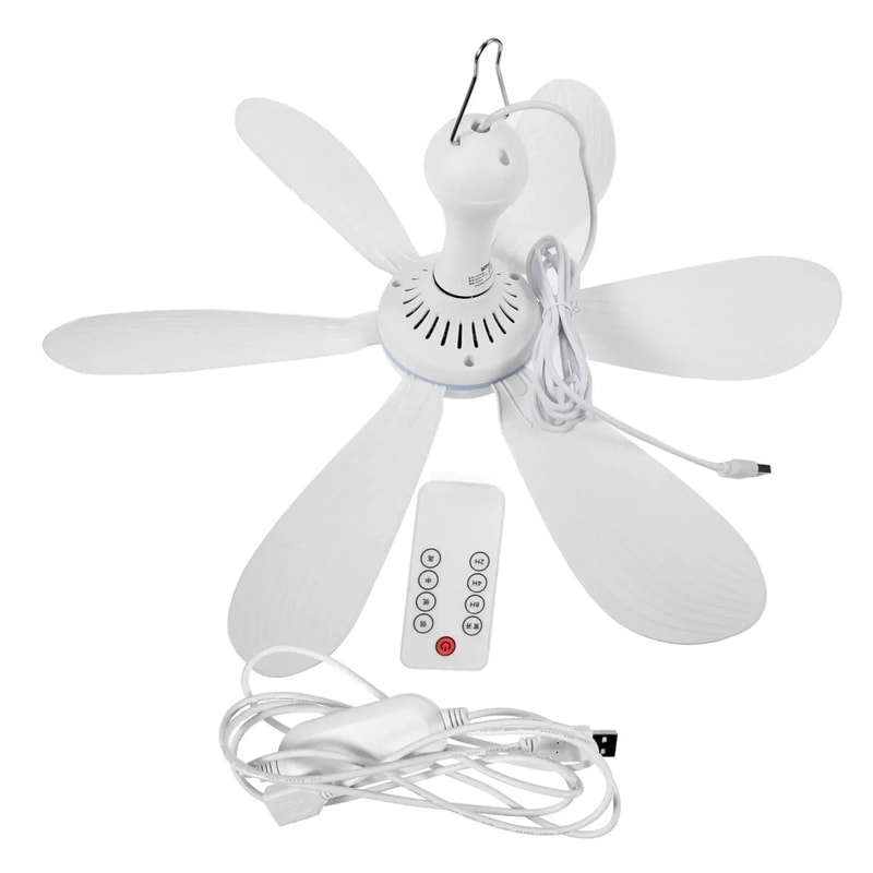 Portable 6 Leaf Silent USB Ceiling Canopy Fan With Remote 5