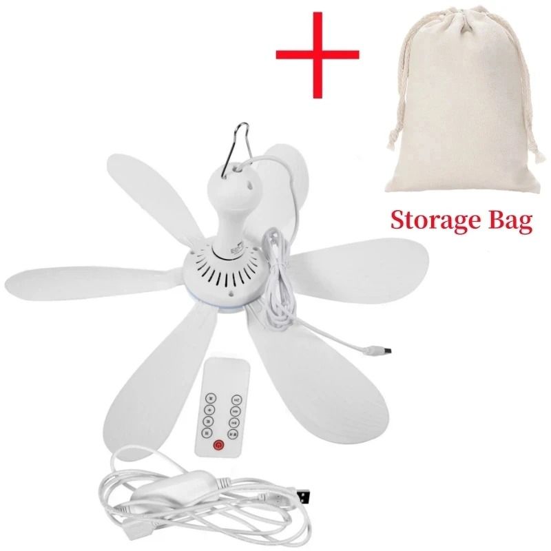 Portable 6 Leaf Silent USB Ceiling Canopy Fan With Remote 8