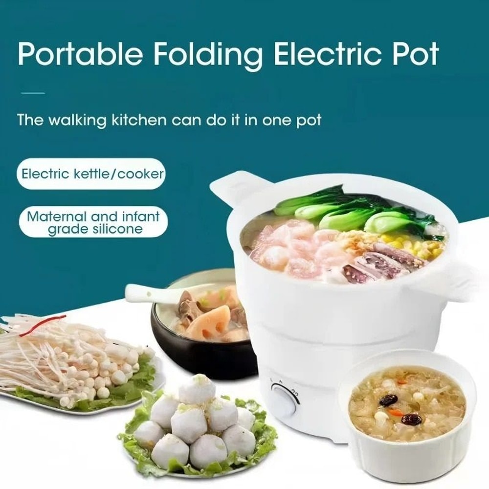 Portable Foldable Silicone Multi Purpose Electric Travel Pot 0