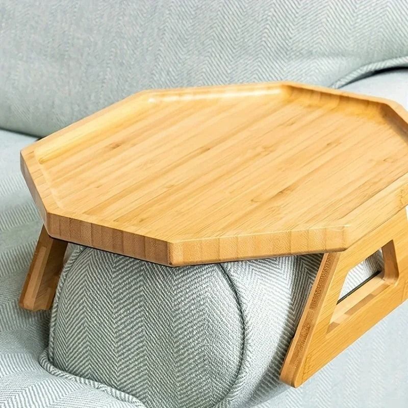 Professional Natural Wooden Foldable Sofa Armrest Tray 2