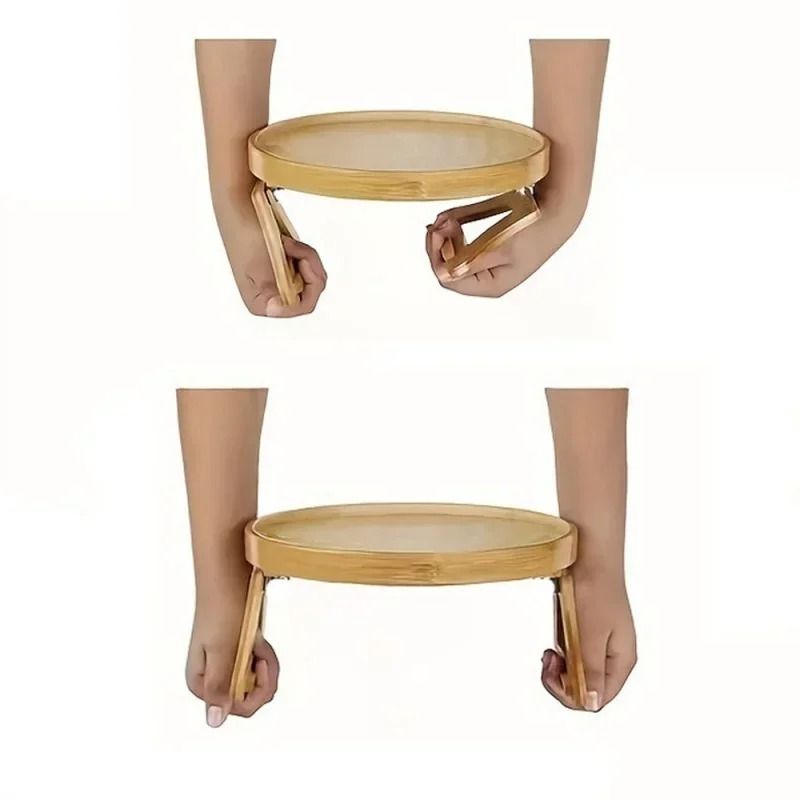 Professional Natural Wooden Foldable Sofa Armrest Tray 3