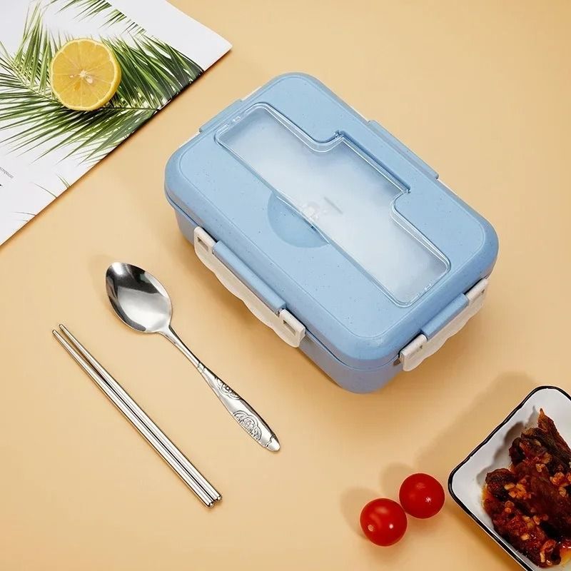 Professional 37 Oz Microwavable Bento Lunch Box With Utensils 10