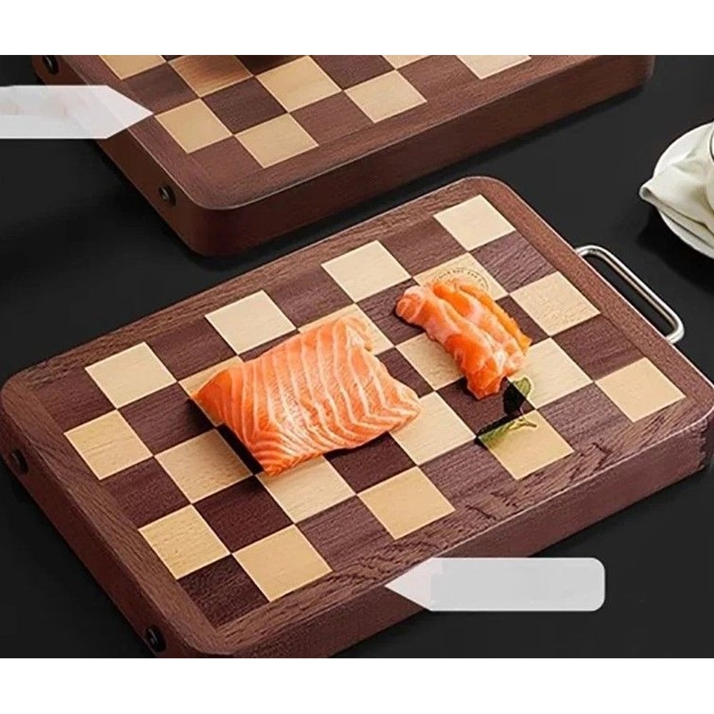 Artisan Chessboard Patterned Solid Wood Culinary Board 1