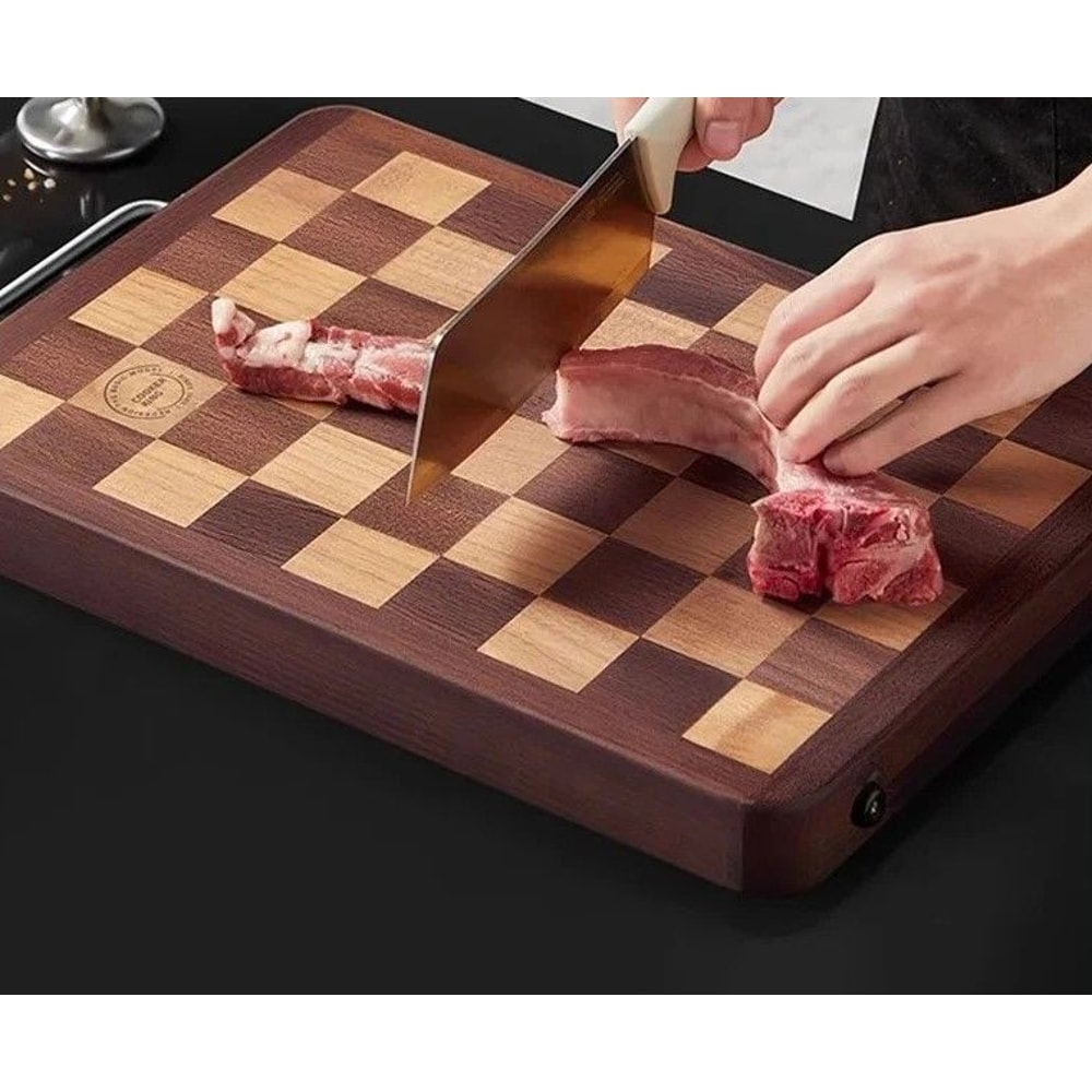 Artisan Chessboard Patterned Solid Wood Culinary Board 2