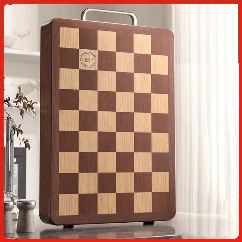Artisan Chessboard Patterned Solid Wood Culinary Board 0