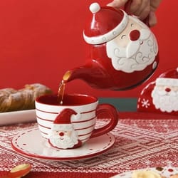 santa claus ceramic coffee tea set
