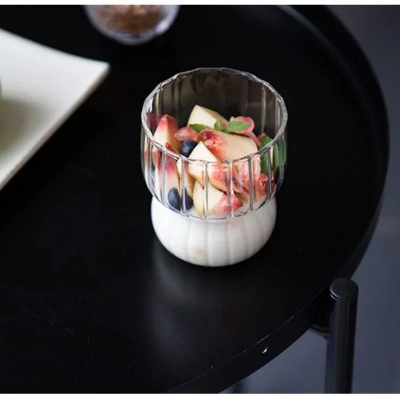 Ribbed Aesthetic Glass Coffee Cup 4