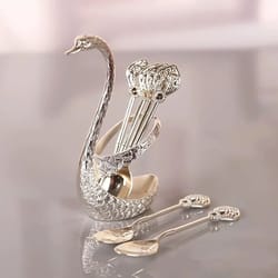 creative swan cutlery storage set